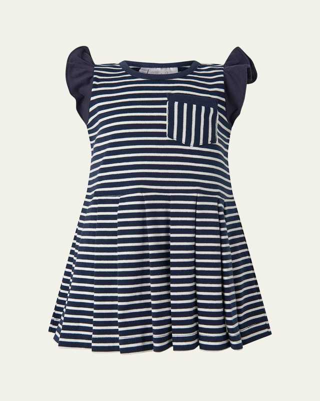 Girl's Breton Striped Tennis Dress, Size 2-